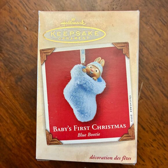 Hallmark Baby's First Christmas 2002 Bunny in Blue Stocking - Picture 1 of 7